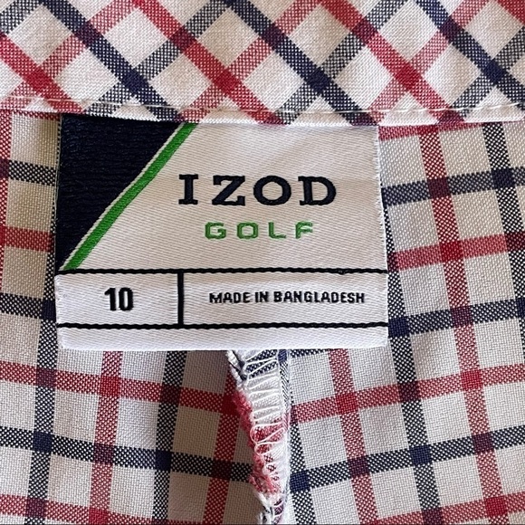IZOD GOLF SHORTS  SIZE 10  RED, WHITE & BLUE CHECKER PATTERN - Picture 2 of 7